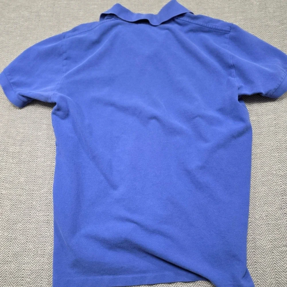 Polo Ralph Lauren‎ Mens Medium Blue Short Sleeve Pique Polo Shirt Orange Pony